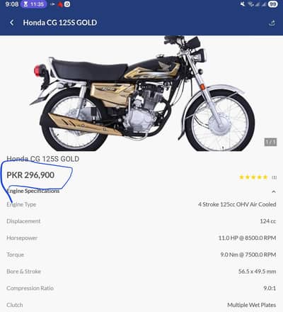 Honda CG 125 Gold Edition Top of the Line August 2026