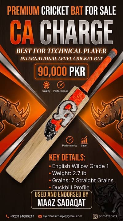 MAAZ SADAQAT International Level Cricket Bat