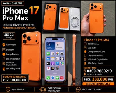 Apple iPhone 17 Pro Max 256GB |98%Battery| Non PTA