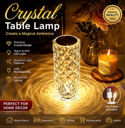 Crystal diamond LED table lamp