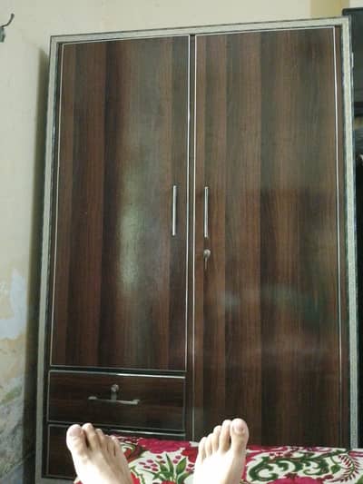 Premium Metal Wardrobe with Double Doors, Lock & Drawer”