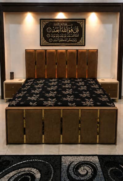King size bed / bed set / bed with side table / Home furniture