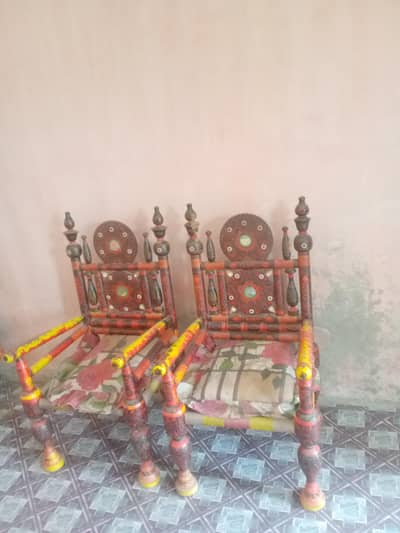 2 chairs pure wood old metterial