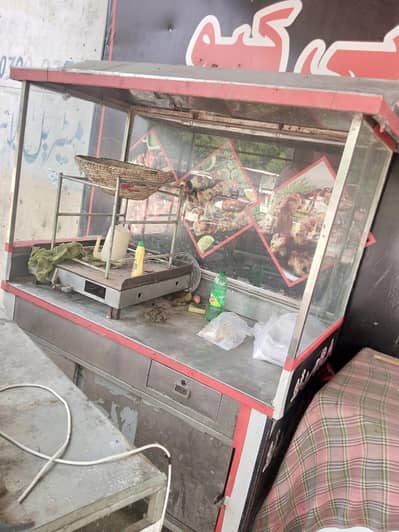 1 Bar B Q stall and 1 shawarma stall, 3 set chairs with tables