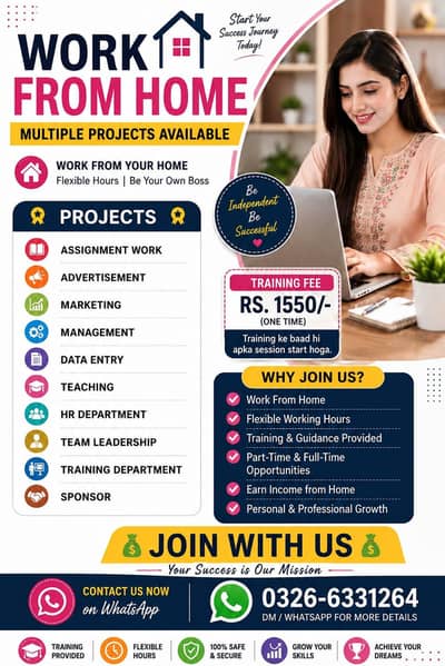 Work From Home | Multiple Projects | Flexible Working Hours