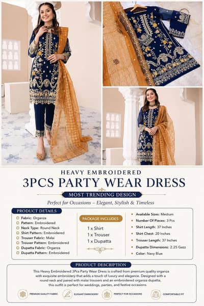 Organza Embroidered Suit