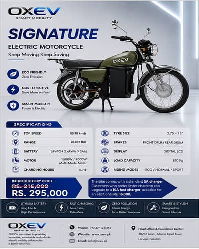 Electric Bike | OXEV Signature 2025 | 70-80+ KM Range | 60-70 KM/H EV