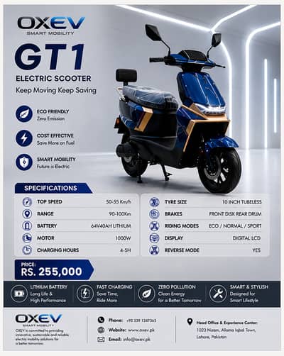 Scooty Electric | OXEV GT1 Electric Scooty | 90-100 KM Range | 1000W