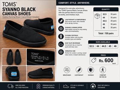 Tom Syanno Black Canvas Shoes