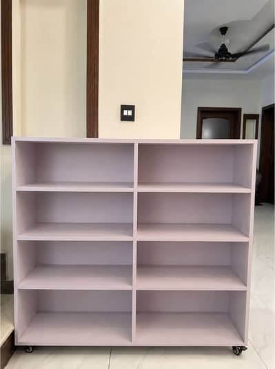 Stylish Pink Storage Rack | 8 Compartments | With Wheels”