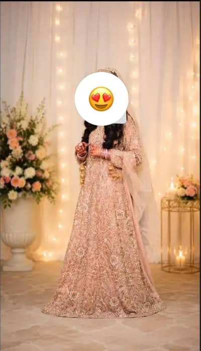Bridal fancy Maxi dress industry pink heavy embroidery drace