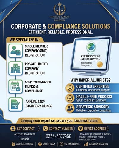 SECP Company Registration & Annual Compliance Filings | DHA Karachi
