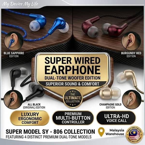 SY-806 Super Wired Earphones you – Experience Superior Sound & Comfortable music aur calling experience ko behtar banayen