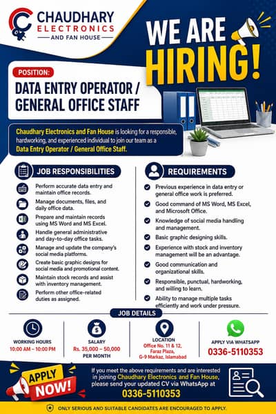 MANAGER/DATA ENTRY OFFICER/GRAPHIC DESIGNER