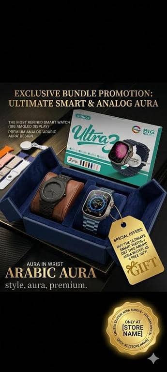 FREE Arabic Aura Watch Included | Series 11 Ultra Smart Watch Collection ⌚ Premium Luxury Smartwatch Combo with 11 Stylish Straps Bluetooth Calling, Fitness Tracking & Ultra HD Display  Wireless Charger + Luxury Gift Box Packing Included