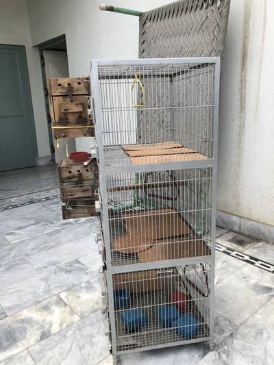 {03076293750}. 3 portion cage for birds heavy iron metal cage