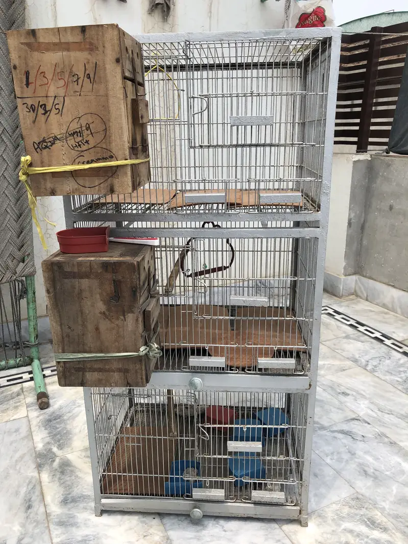 {03076293750}. 3 portion cage for birds heavy iron metal cage — photo 2