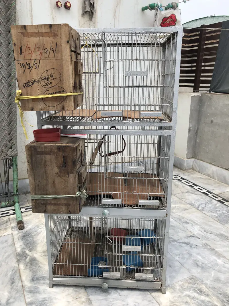 {03076293750}. 3 portion cage for birds heavy iron metal cage — photo 8