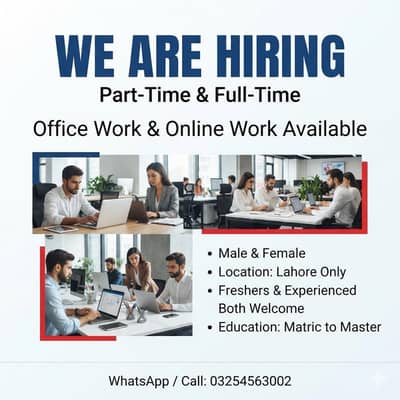NEED URGENT STAFF OF 50 PERSONS FOR OFFICE WORK AND ONLINE WORK
