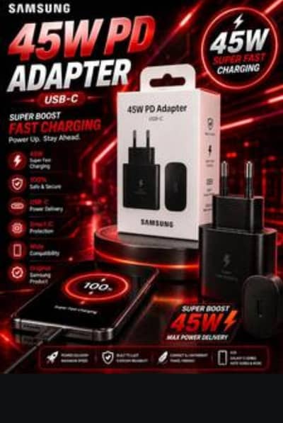 pick of 3pcs  Samsung original 45 Ultra fast booster charging PD adapa