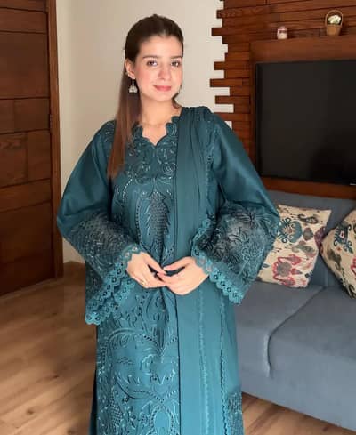 Teal Majestique - Lawn Cotton Embroidered Dress