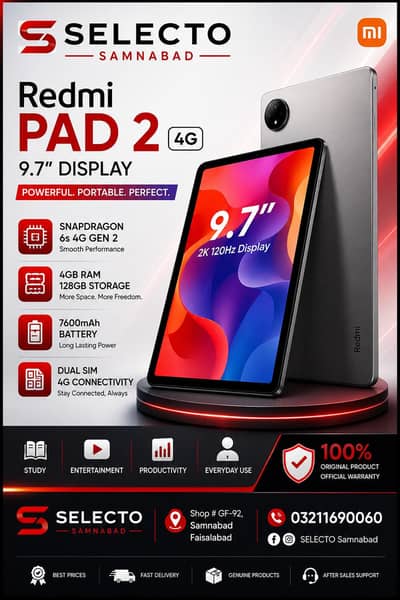 Redmi pad 2 9.7, Samsung Tab A11 and Lenovo tablets