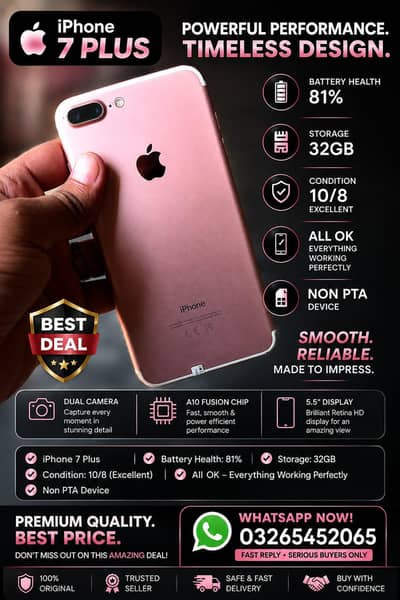  iPhone 7 Plus (Rose Gold Non pta) – For Sale