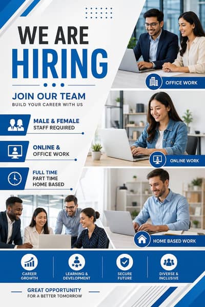 we are hiring staff male and female online and office work