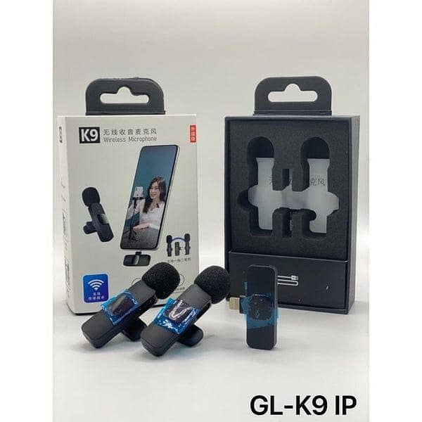 Original K9 Dual Wireless Microphone 2 Mic 3 in 1 Connector Kit for iPhone (iOS), Type C, & Micro USB Devices | K9 Collar Mic for YouTube, Vlogging, Live Streaming, Video Recording | Plug & Play, Noise Reduction