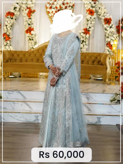 Elegant Light Blue Waleema Dress | Wedding Wear | Premium Design