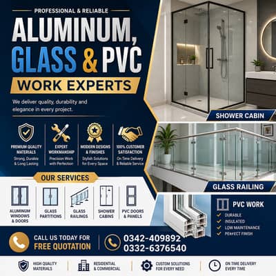 Aluminium, Glass & PVC Work Experts | Shower Cabin & Glass Railing