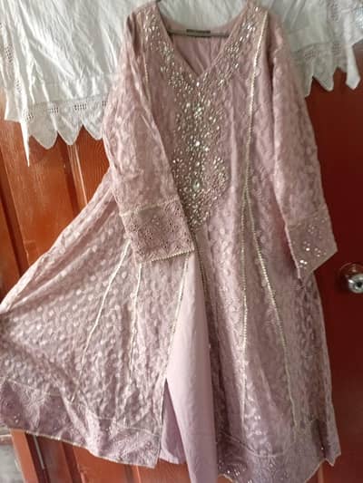 Beautiful 3-Piece Fancy Party Wear Maxi Frock Suit - Large Size