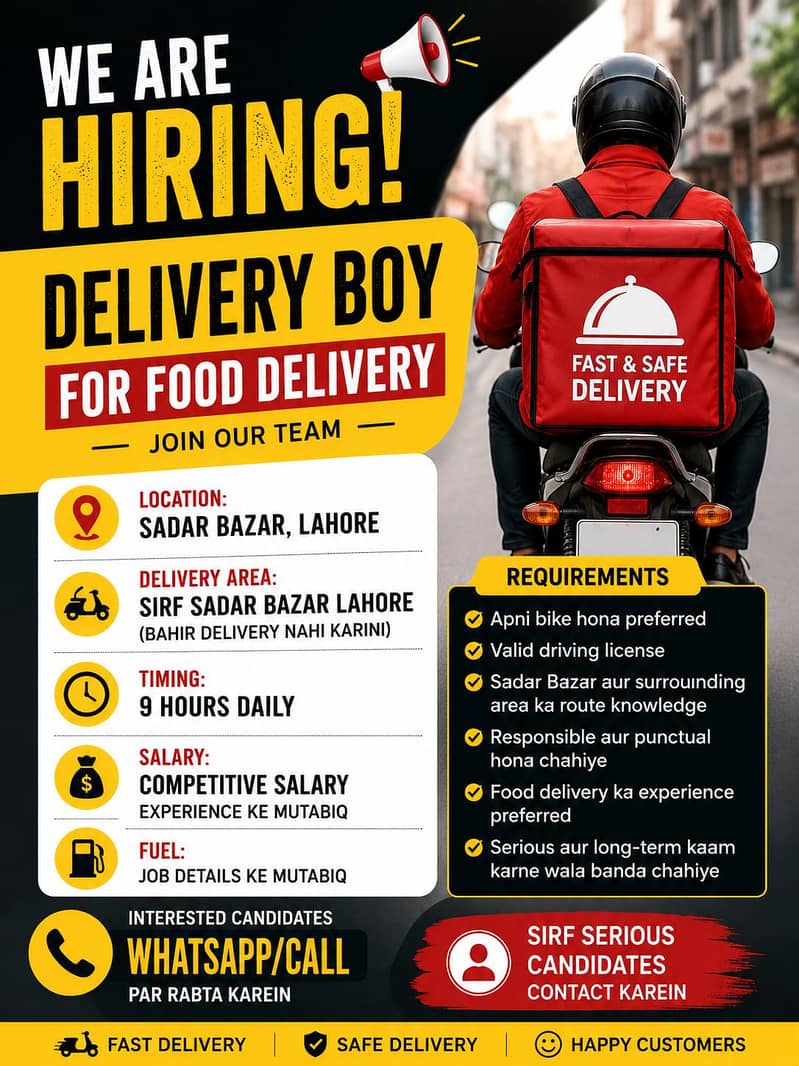 Delivery Boy Required 0