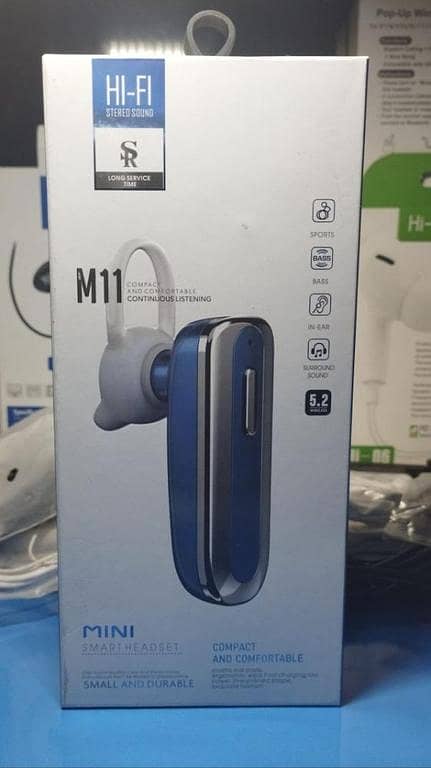 Bluetooth Earphones  M11 Original HiFi Stereo Earbuds | Wireless Audio Headphones with HD Bass & Noise Reduction