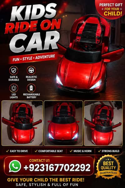 Kids Ride-On Car – Red Electric Car for Kids