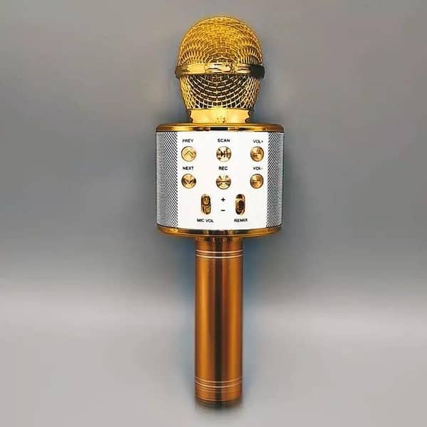 WS-858 3-in-1 Portable Bluetooth Karaoke Microphone & HiFi Speaker | Wireless Handheld KTV Mic, Music Player, Voice Recorder | USB Data Cable Charging, AUX, SD Card Support for All Smartphones & Smart TVs