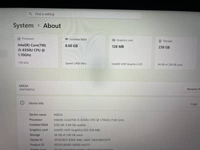 Lenovo thinkpad i5 8th gen