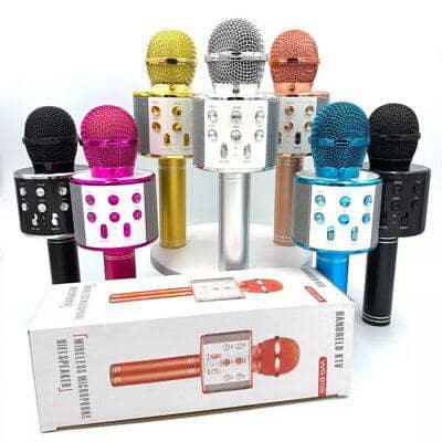 WS-858 3-in-1 Portable Bluetooth Karaoke Microphone & HiFi Speaker | Wireless Handheld KTV Mic, Music Player, Voice Recorder | USB Data Cable Charging, AUX, SD Card Support for All Smartphones & Smart TVs