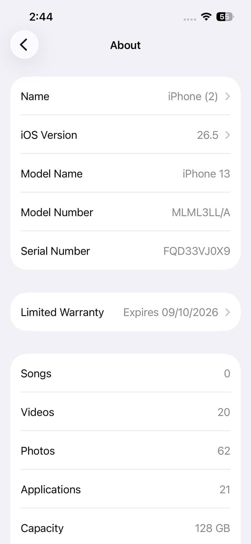 Apple iPhone 13 jv 128  LLA model 2