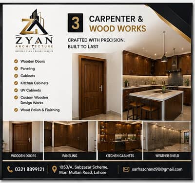 Custom Kitchen Cabinets, Wooden Doors, Paneling & Wood Polish Services