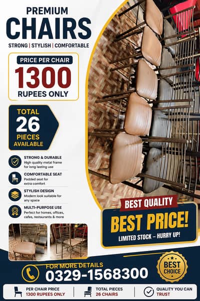 Dining Chairs for Sale in Pakistan | Metal Frame Cushioned Chairs