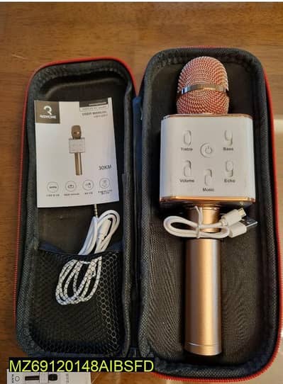 bluetooth mic with speaker for home and party use.
