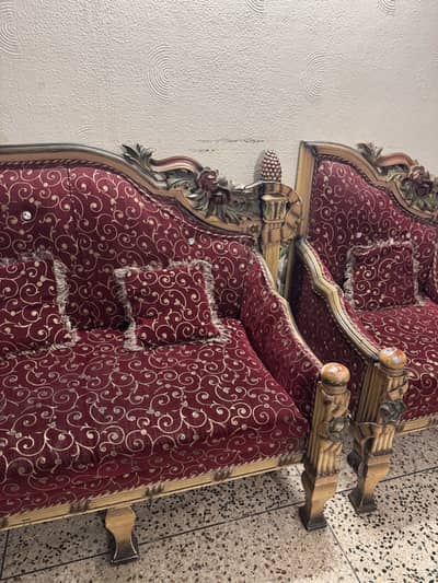 Sofa set royal old wood royal design 3 seater and 1-1 seater