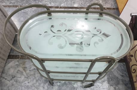 Metal Frame Glass Tea Trolley (3 Shelves)