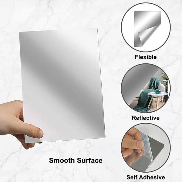 Square Shape Mirror Sticker Self Adhesive Acrylic Wall Mirror DIY Decorative Mirror Tiles for Bedroom Living Room Bathroom