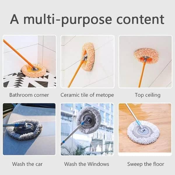 360° Rotatable Adjustable Cleaning Mop | Extendable Wall & Floor Cleaning Mop | Long Handle Microfiber Duster for Bathroom, Ceiling, Bed Bottom, Windows & Home Cleaning