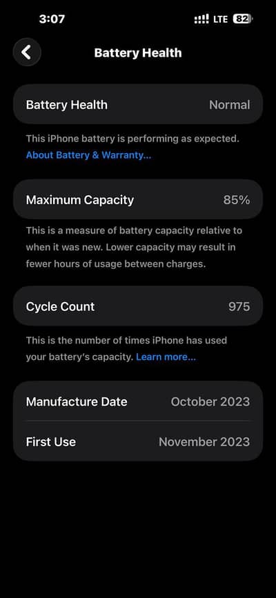 iPhone 15 Pro Max : Health-85 | CC-975
