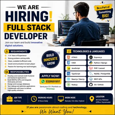 Full Stack Developer Required – Remote / On-Site
