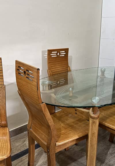 Walnut Wood Dining Table Set