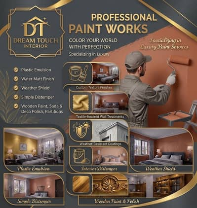 Paint work, Interior Decorator, Deco Polish & Resham Wall Finishes